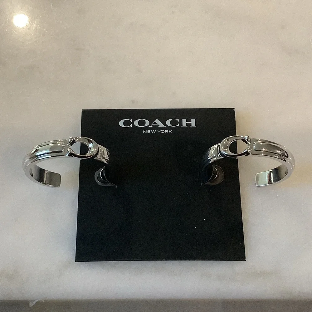 Coach Silver Logo Cuff Earrings - Picture 1 of 2